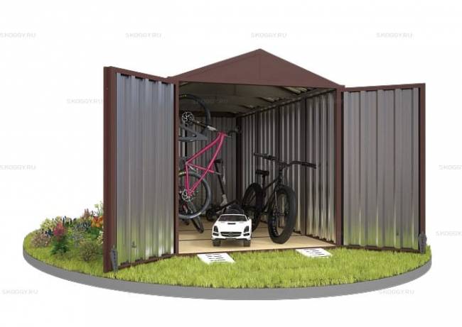 Хозблок SKOGGY секционный с двускатной крышей 4 х 2 м, шоколадный Хозблок SKOGGY секционный с двускатной крышей 4 х 2 м, шоколадный