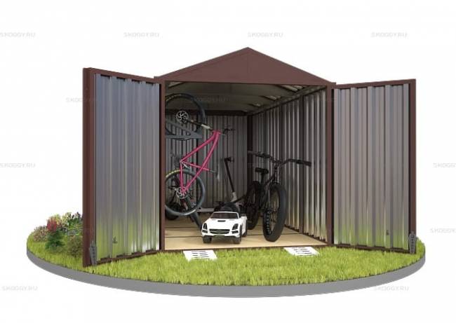Хозблок SKOGGY секционный с двускатной крышей 4 х 2 м, шоколадный Хозблок SKOGGY секционный с двускатной крышей 4 х 2 м, шоколадный