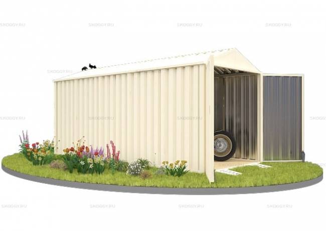 Хозблок SKOGGY секционный с двускатной крышей 5 х 2 м, слоновая кость Хозблок SKOGGY секционный с двускатной крышей 5 х 2 м, слоновая кость