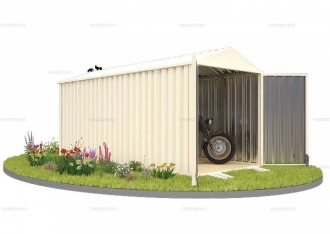 Хозблок SKOGGY секционный с двускатной крышей 5 х 2 м, слоновая кость Хозблок SKOGGY секционный с двускатной крышей 5 х 2 м, слоновая кость