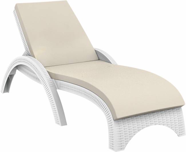 Шезлонг пластиковый с матрасом GS 1009 (Fiji) белый, слоновая кость 1870x730x340 мм